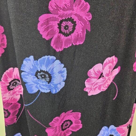 Elle Women's Sleeveless Floral Print Dress Size Large Black/Pink/Blue Casual - Picture 7 of 10